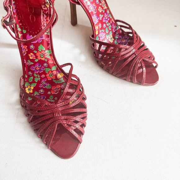 Vintage Aldo Leather Red Strappy Sexy High Heels 39 - Picture 4 of 13